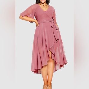 City Chic Enthrall Me Dusty Rose Dress